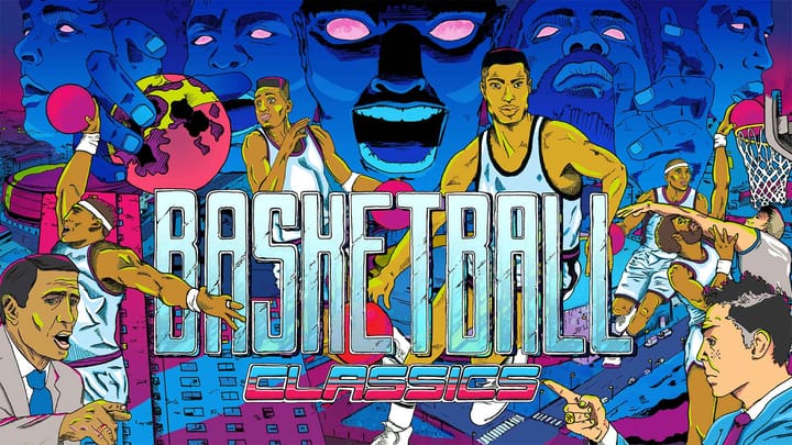 Basketball Classics key art showing pixelated players