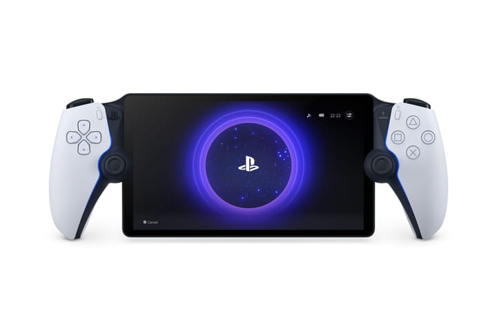 PlayStation Portal handheld device displaying a game on its screen