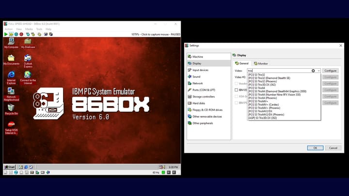 86Box version 6.0 hero image showing the emulator interface