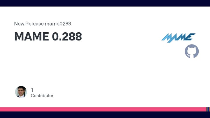 MAME 0.288 release banner on GitHub