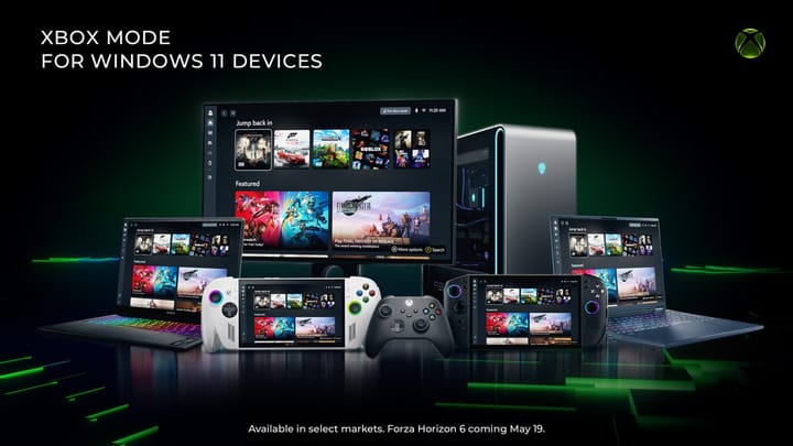 Featured image showing the Xbox mode interface on a laptop screen with a controller