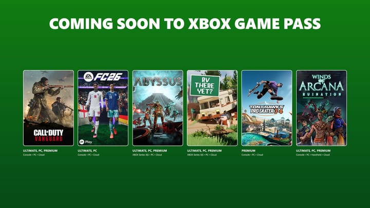 Xbox Game Pass June 2026 lineup promotional art