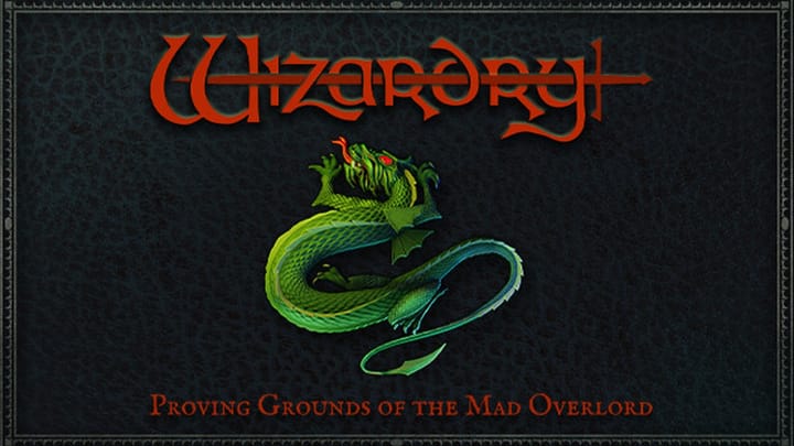 Key art for Wizardry: Proving Grounds of the Mad Overlord showing a glowing green maze