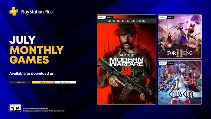 PlayStation Plus Monthly Games for July – Call of Duty: Modern Warfare III, For the King II, CrossCode