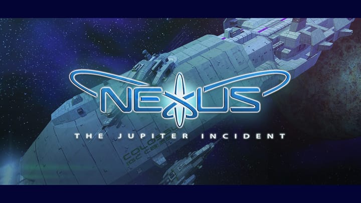 Key art for Nexus: The Jupiter Incident showing spaceships in combat