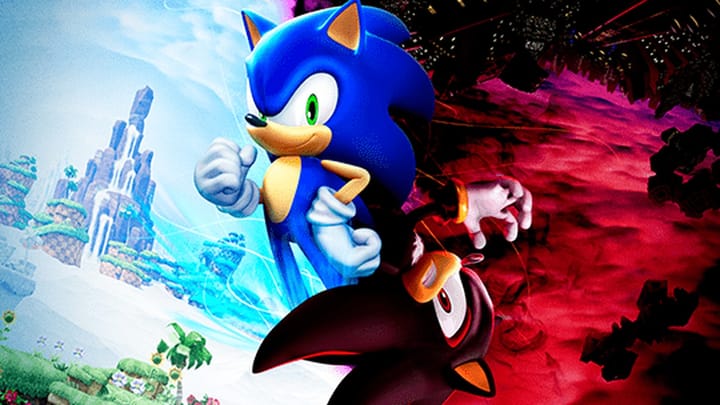 Sega Store Osaka promotional banner featuring Sonic the Hedgehog and Atlus characters
