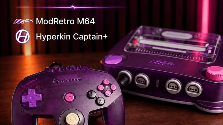 Hyperkin Captain+ controller alongside ModRetro M64 hardware