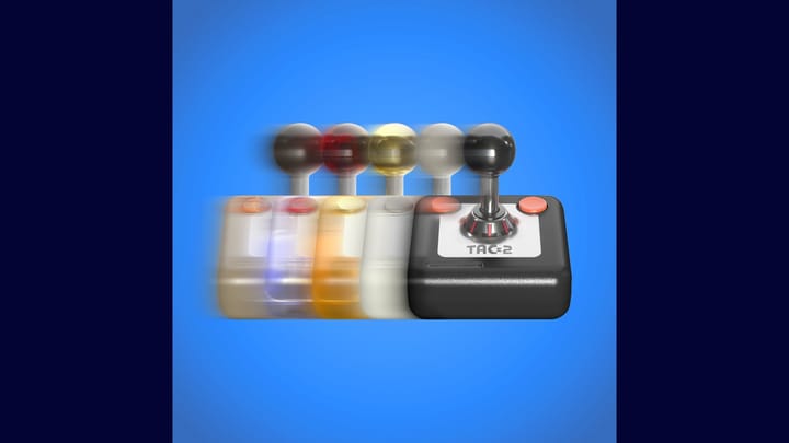 Commodore TAC-2 Joystick featuring the iconic ball-top stick design and dual fire buttons