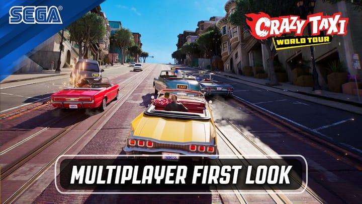 Official title screen and key art thumbnail for Crazy Taxi: World Tour Multiplayer First-Look