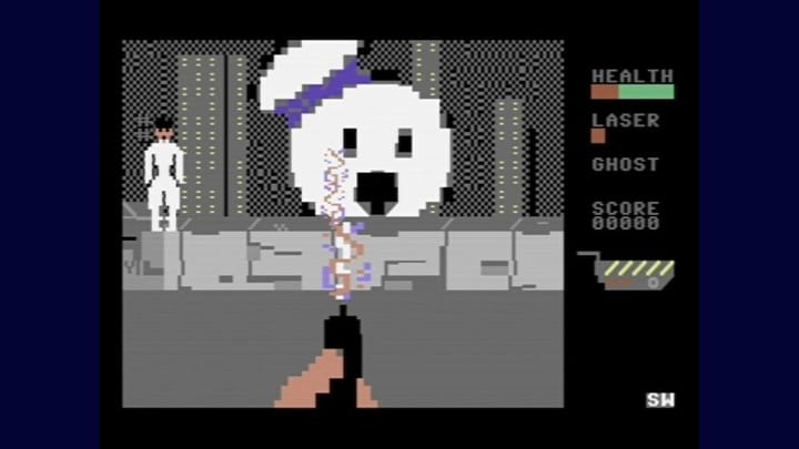 Title and gameplay screenshot thumbnail for Ghostbusters Revisited on Commodore 64