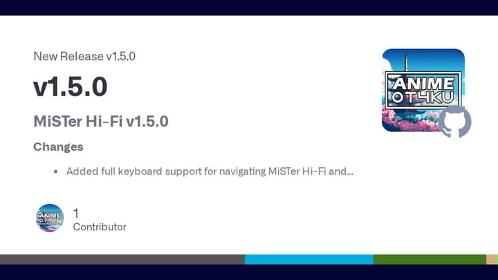 MiSTer Hi-Fi v1.5.0 release banner on GitHub