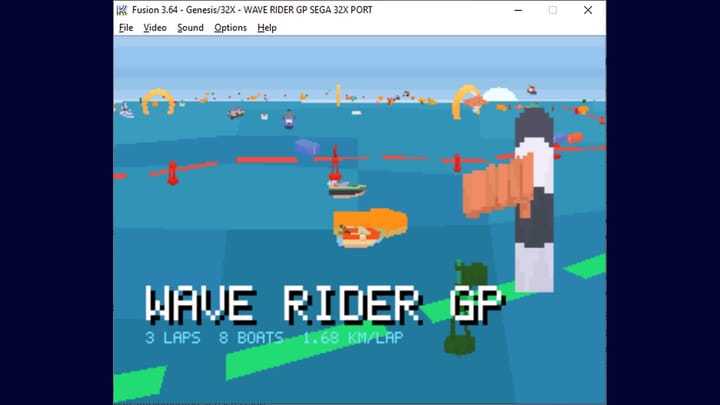 Featured artwork and title banner for Wave Rider GP on Sega 32X
