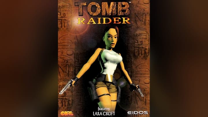 European cover art for Tomb Raider (1996) featuring Lara Croft