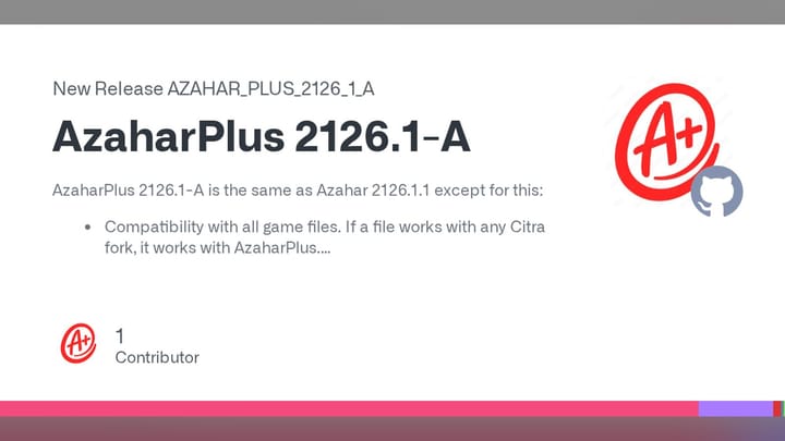 AzaharPlus 2126.1-A release banner on GitHub