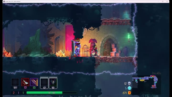 Combat against an Elite Shieldbearer with particle effects and an active magical barrier
