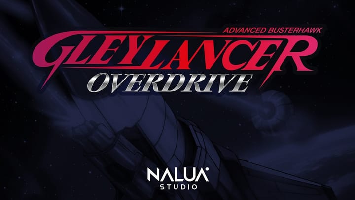 Gley Lancer: Overdrive official announcement key art featuring heroine Lucia Cabrock and the Advanced Busterhawk starfighter
