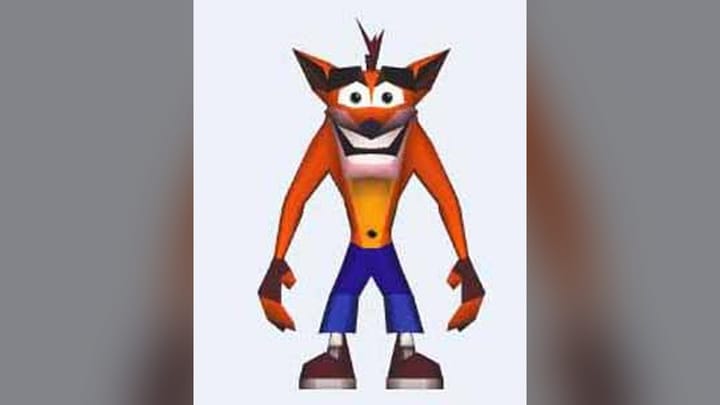 Original concept art illustration of Crash Bandicoot created during early development at Naughty Dog