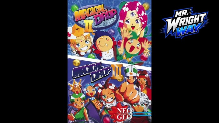 Box art reveal for the dual-pack cartridge featuring both Magical Drop II and Magical Drop III.