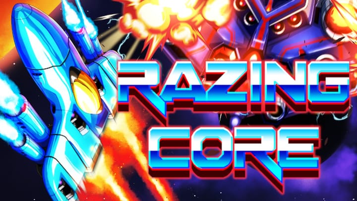 Razing Core title and gameplay promo art for SEGA Master System