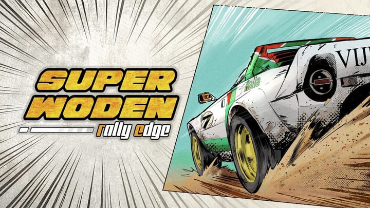 Super Woden Rally Edge console launch trailer key art and title screen