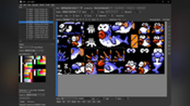 Screenshot of celPix 1.0 ROM graphics and tilemap editing tool interface
