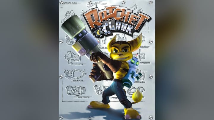Official key art for Ratchet & Clank (2002) featuring Ratchet and Clank
