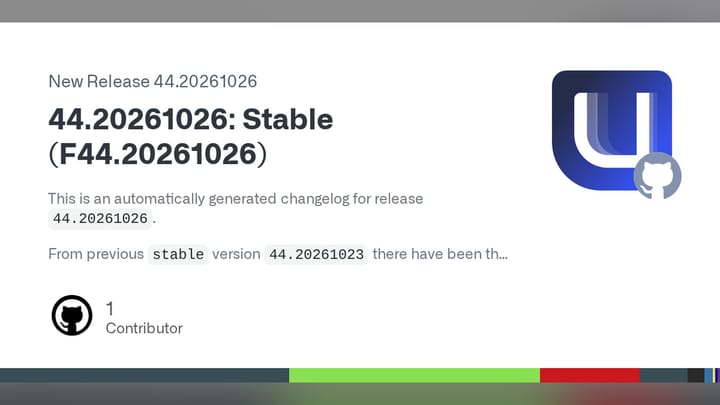 Bazzite release tag 44.20261026 social preview card
