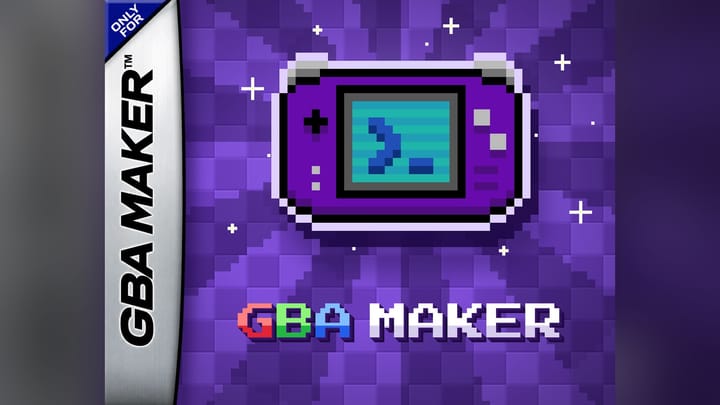GBA Maker key art featuring a retro Game Boy Advance style illustration