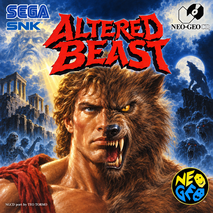 Altered Beast ported to SNK Neo Geo cover art and title screen illustration
